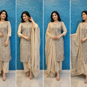 Beige Cotton Suit Set