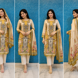 Cream & Mustard Cotton Suit Set