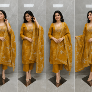 Mustard Yellow Cotton Suit Set