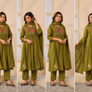 Olive Green Cotton Suit Set